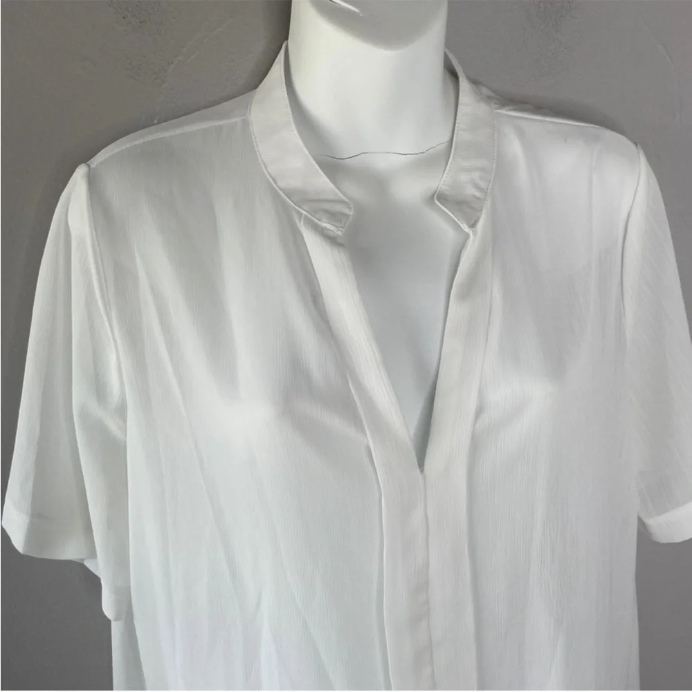 SHEIN White Sheer Long Shirt Tunic Mini Dress Swim Cover Up Size Medium Beach - Picture 2 of 7